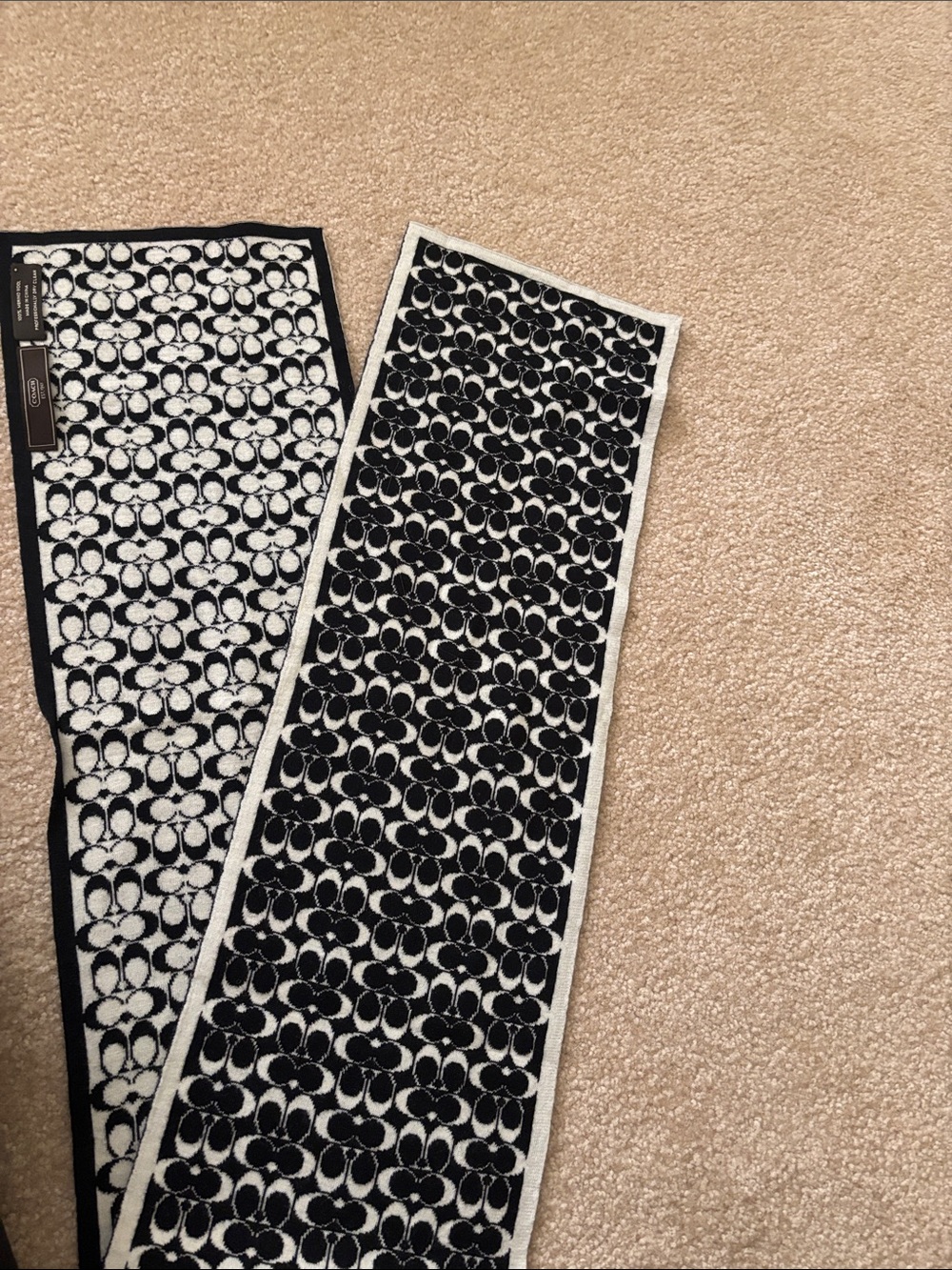 Coach Black & White Logo Jacquard Scarf